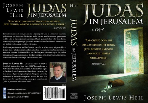Religious book cover with the title 'Cover that conveys the mystery and drama of the novel Judas In Jerusalem'