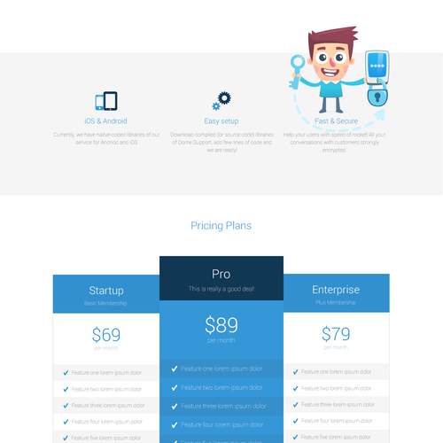 Support design with the title 'Landing page for an In-app Customer Support Platform'