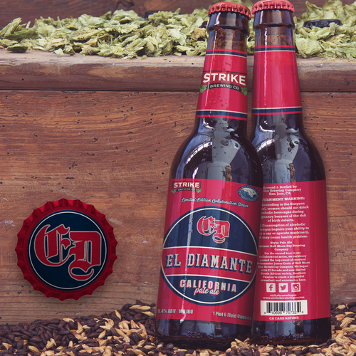 Brewery label with the title 'El Diamente California  Pale Ale'
