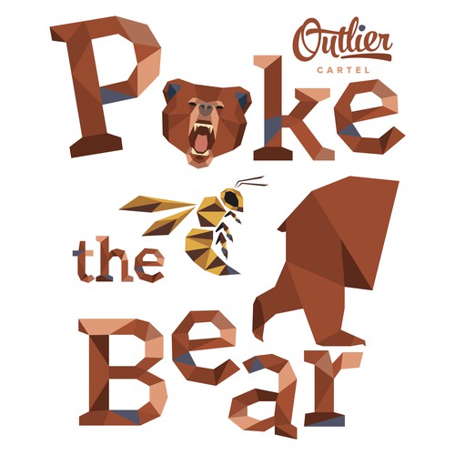 Bee label with the title 'Beer Label with Lowpoly design'