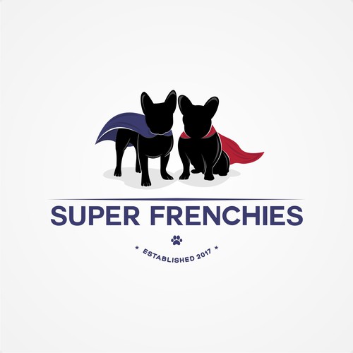 French bulldog logo with the title 'super frenchies'