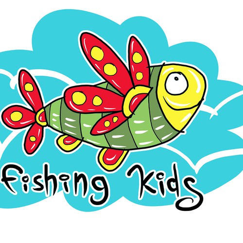Drawn logo with the title 'fishing kids'