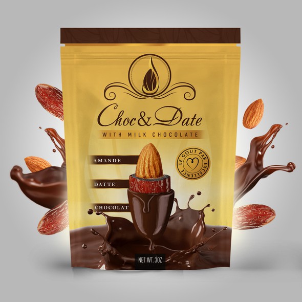 Almond packaging with the title 'package and Logo design'