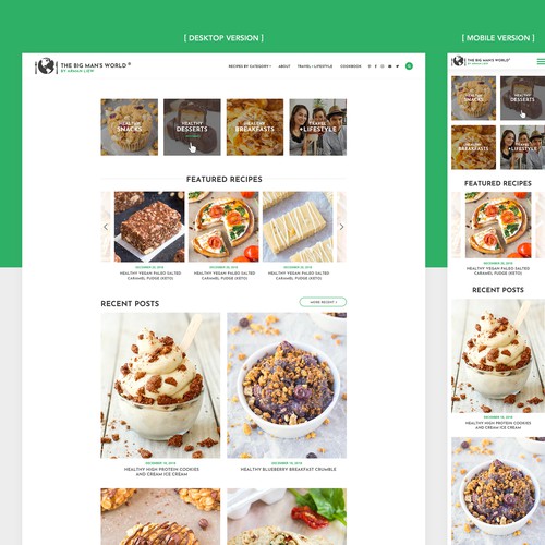Dessert design with the title 'Creative web design for Popular Healthy Recipe and Travel blog'