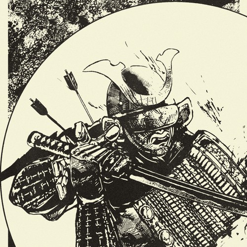 War artwork with the title 'Battlefield devil - Samurai Illustration '