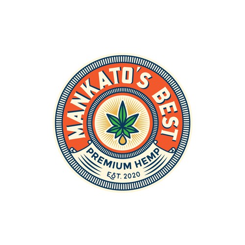 Green and orange logo with the title 'Retro logo design for Hemp company'