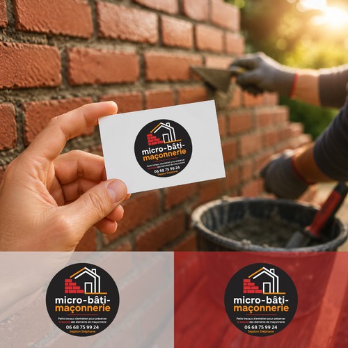 Construction design with the title 'Circular masonry & home services badge'
