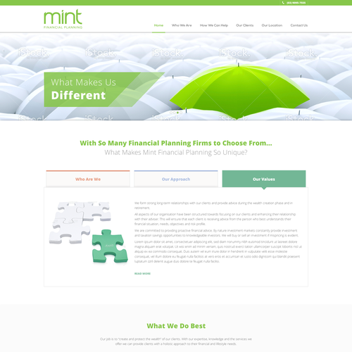 Light website with the title 'Light, colorful and simple website for Financial Planning company '