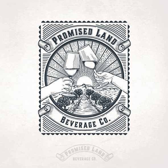 Rising sun logo with the title 'Promised Land Cider'