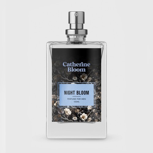 Dark label with the title 'Men's perfume label'