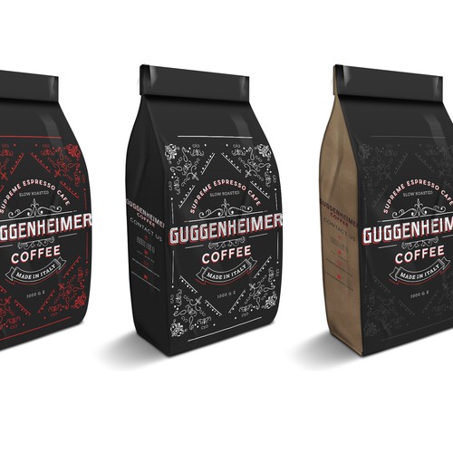 Vintage packaging with the title 'coffee pouch design'
