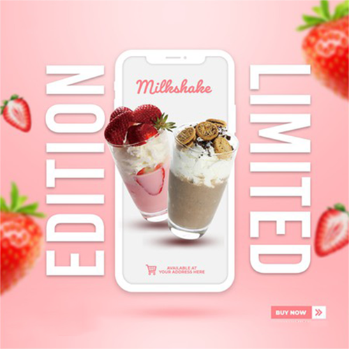Ad design with the title 'Social Media Ad for Milkshake Company'