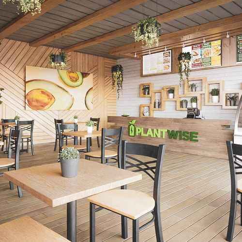 Commercial design with the title '3d Render of a Restaurant Interior'