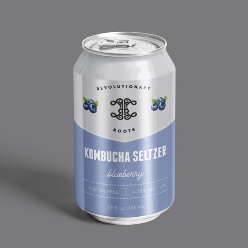Silver label with the title 'Can Label Design Kombucha Seltzer'