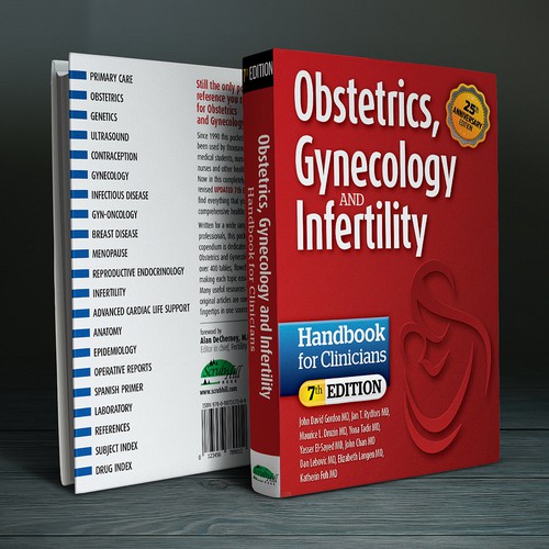Health book cover with the title 'Obstetrics Book Cover (Winning Design)'