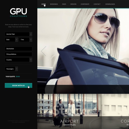 Corporate website with the title 'Airport Transfers, Luxury Travel Chaffeur Driven'