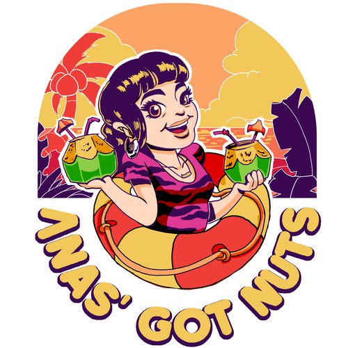 Pin-up girl artwork with the title 'tropical pinup for ana'