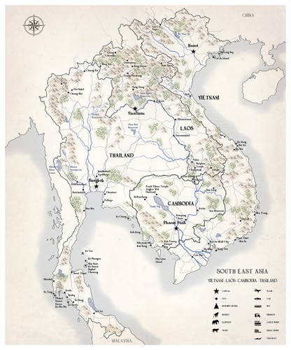 Old-school artwork with the title 'South_East_Asia Map'