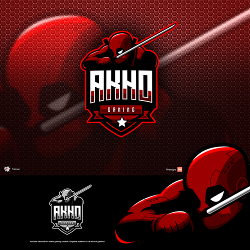 Robot logo with the title 'Logo Design for Akho Gaming'