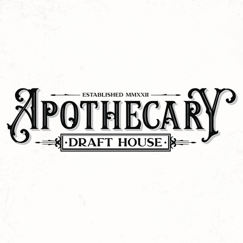 Pharmacy logo with the title 'Apothecary Draft House'