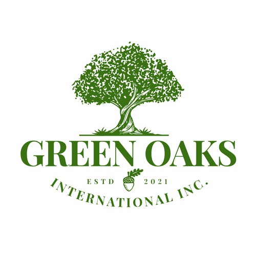 Oak tree design with the title 'GREEN OAKS'