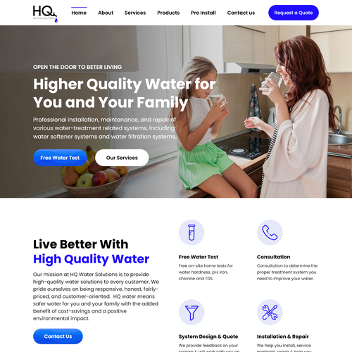 Water website with the title 'Web Design Entry - High Quality Water Solutions'