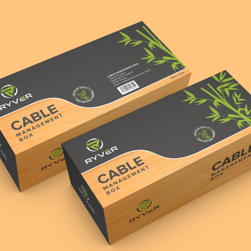 Wood packaging with the title 'Product Colorbox Package for a Bamboo Cable Box to sell on Amazon'