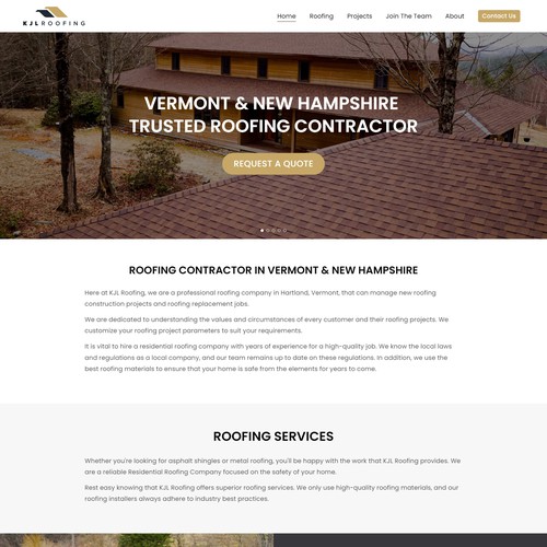 Roof design with the title 'Squarespace Website For Vermont Roofing Contractor'