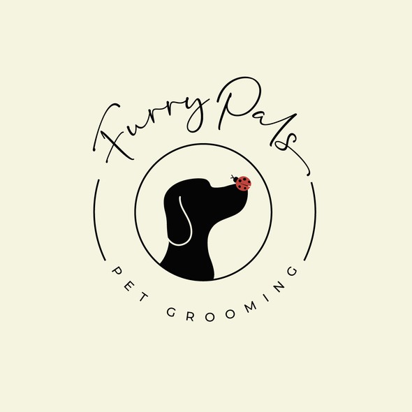 Dog grooming logo with the title 'Furry pals Grooming'