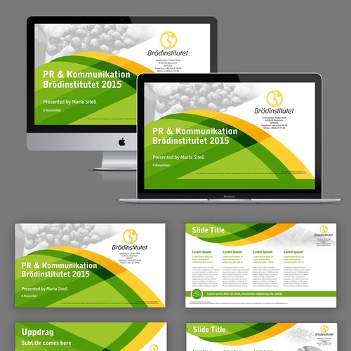 Page layout design with the title 'Health and Food Institue Powerpoint Template'