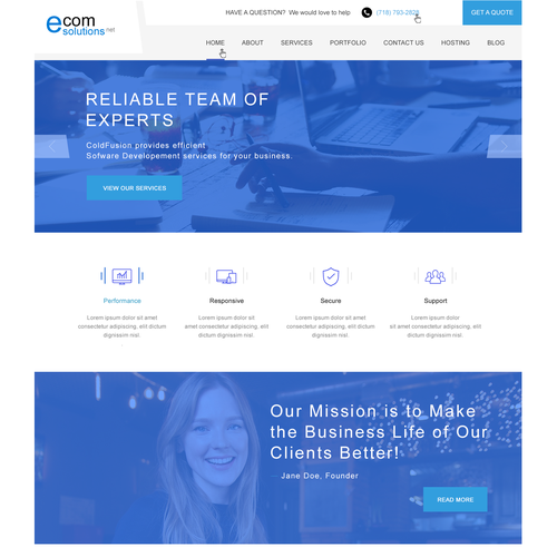 IT website with the title 'Technology Company Design'