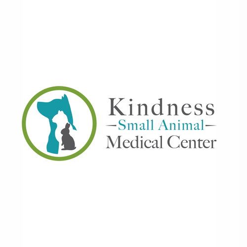Animal hospital logo with the title 'Kindness Veterinary Clinic'
