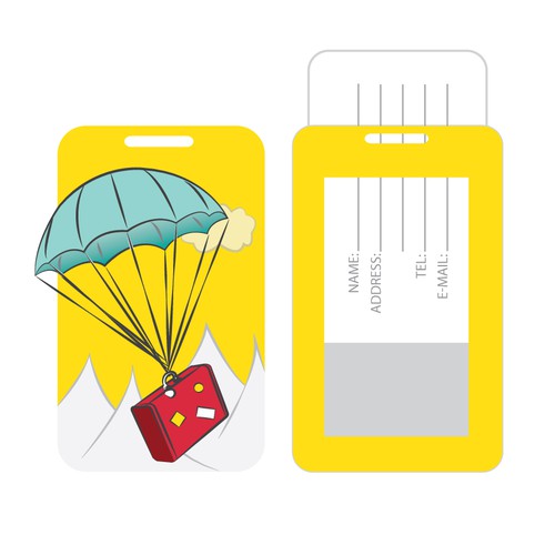 Parachute design with the title ' Luggage Tag design'