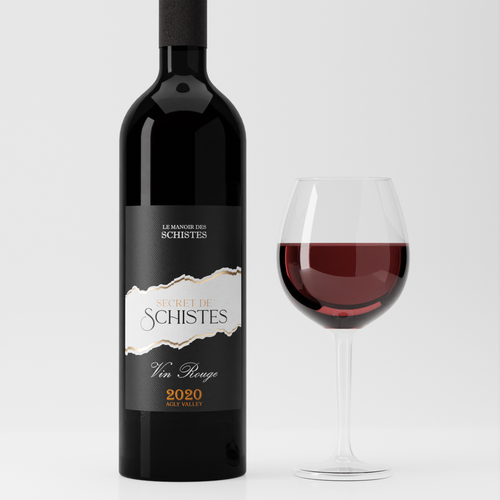 Black and white label with the title 'secret de schistes'