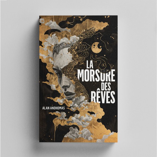 Blue and black design with the title 'Book Cover for La Morsure Des Rêves'