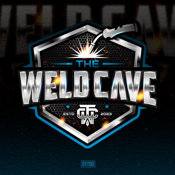 Aluminum design with the title 'The Weld Cave Logo'