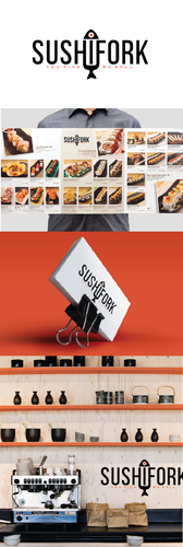 Sushi logo with the title 'Sushi Fork---the next big restaurant brand!'