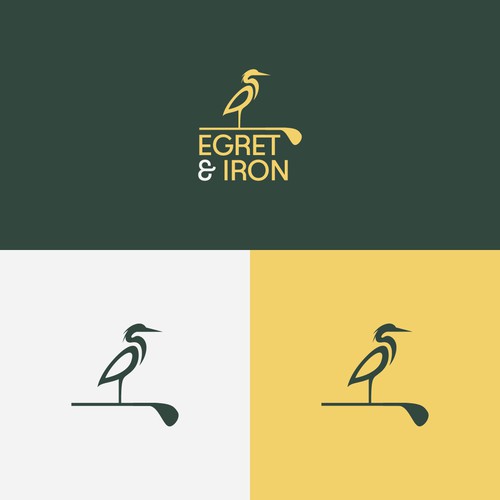 Heron logo with the title 'Egret & Iron Logo Design'