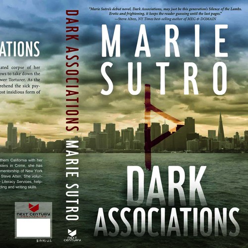 Skyline design with the title 'Dark Associations cover'