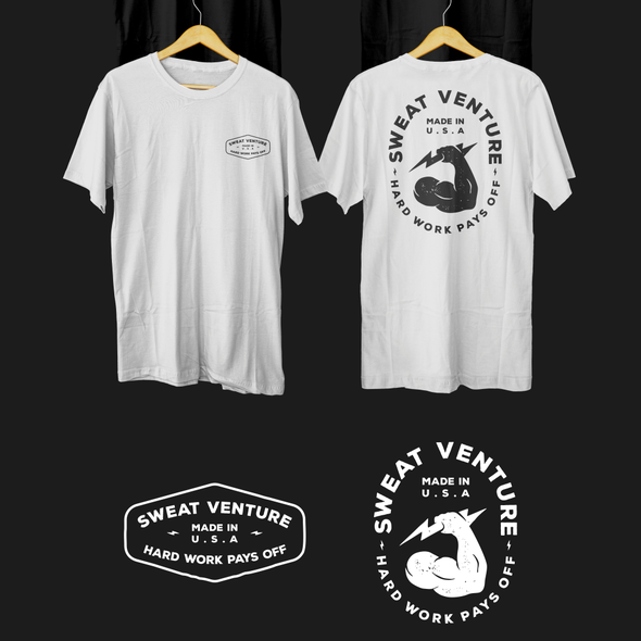 Sports t-shirt with the title 'Sweat venture t shirt design'