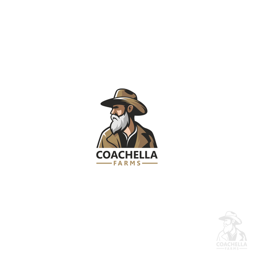 Cowboy logo with the title 'farmer character for coachella farms'