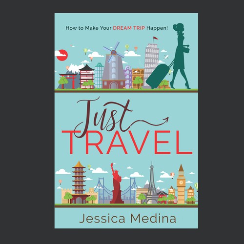 Illustration book cover with the title 'Just Travel Book Cover'