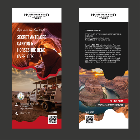 Travel agency design with the title 'Horseshoe Bend Single panel Brochure'