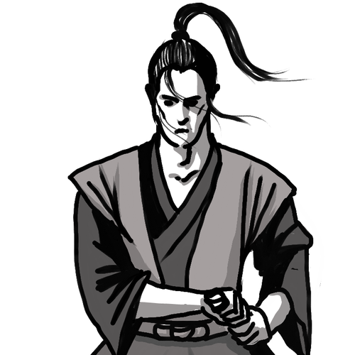 Human figure design with the title 'Japanese Samurai illustration to represent modern day bodyguards'