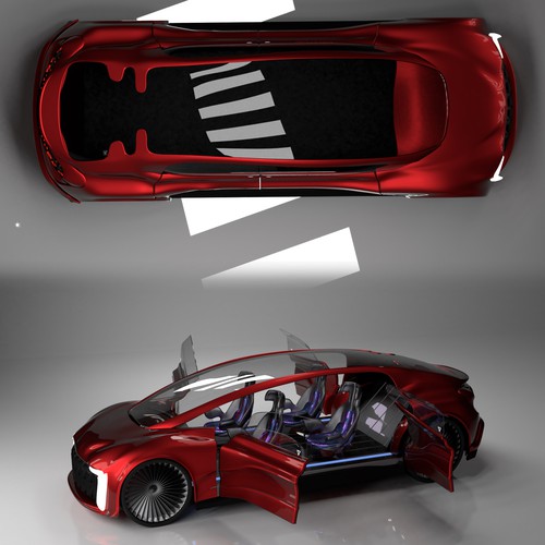 3D rendering design with the title 'Concept car'