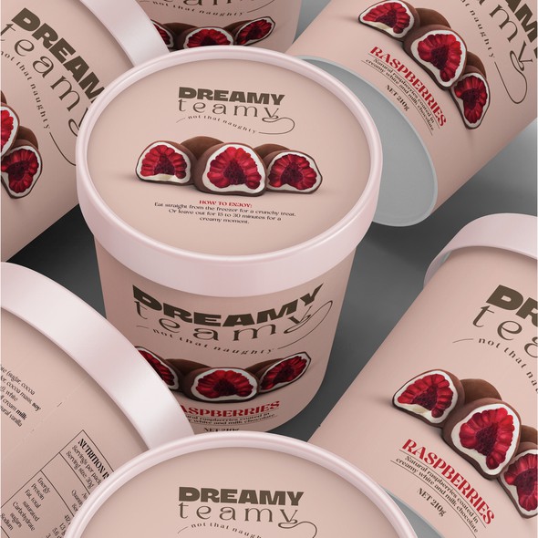 Ice cream packaging with the title 'Frosted Fruit Tub Design'