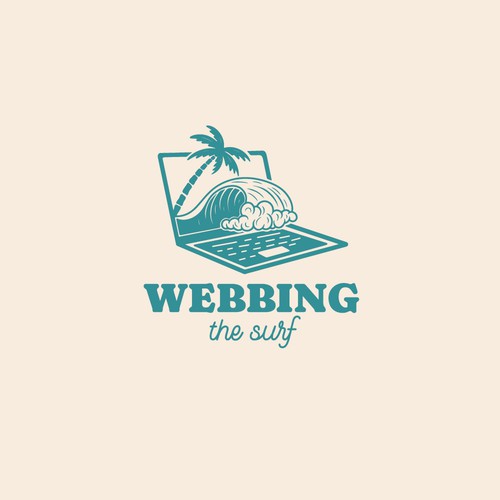 Laptop logo with the title 'Webbing the surf'