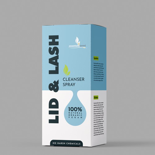 Blue packaging with the title 'LID and Lash Packaging'