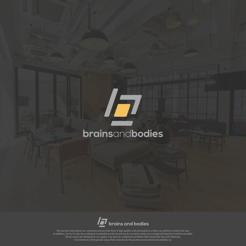 Yellow brand with the title 'logo for brains and bodies work space'