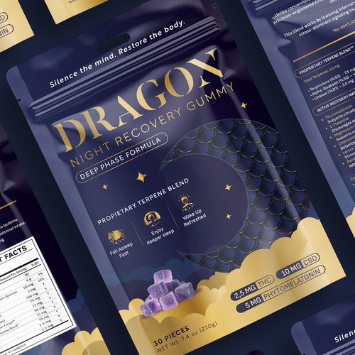 Design with the title 'Dragon Night recovery gummy '